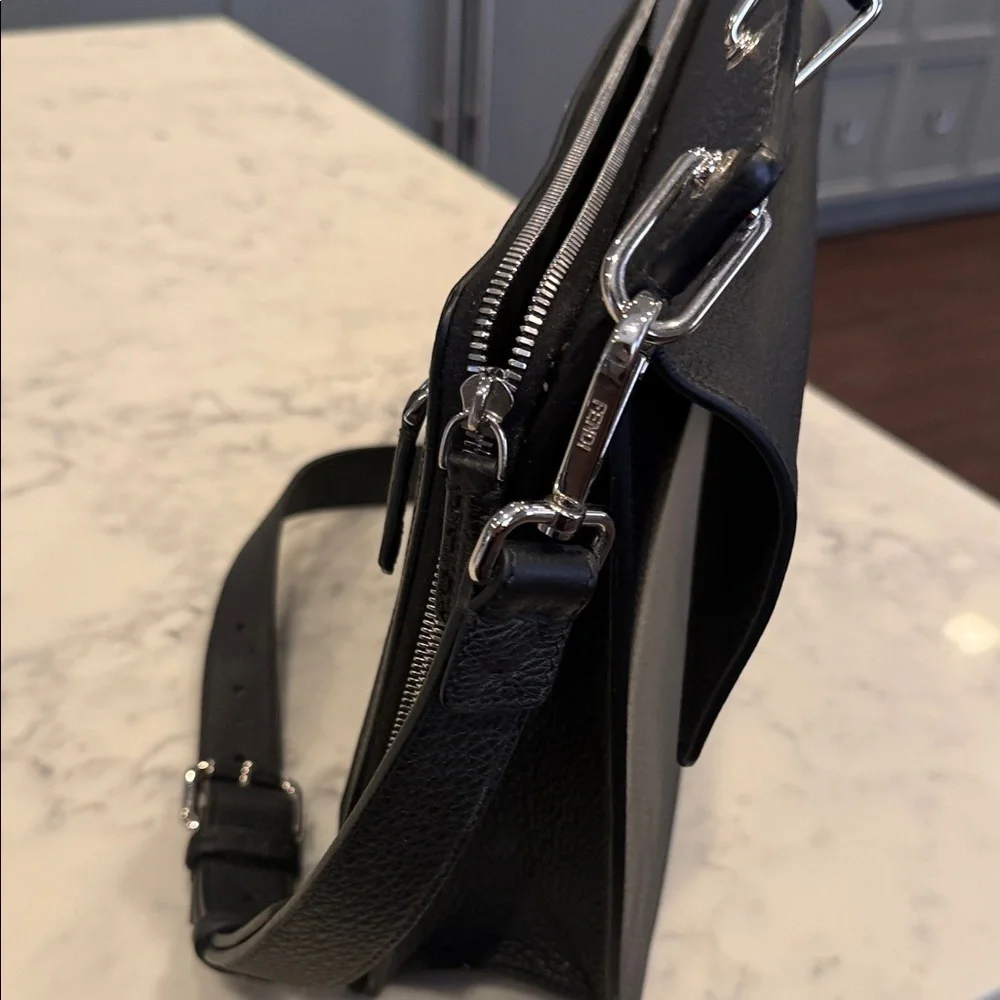 Fendi Black Textured Leather Briefcase